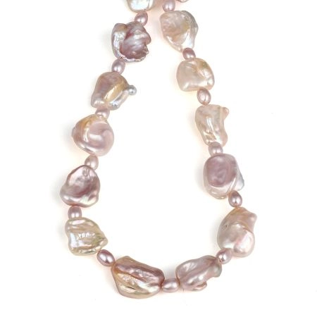 Natural Pink Pearl Necklace for women, 925 Sterling silver with gold plated necklace, Handmade jewelry